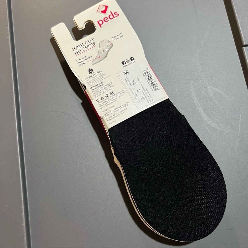 Peds High Cut No Show Socks Black & White 4 Pair Women’s 5-10